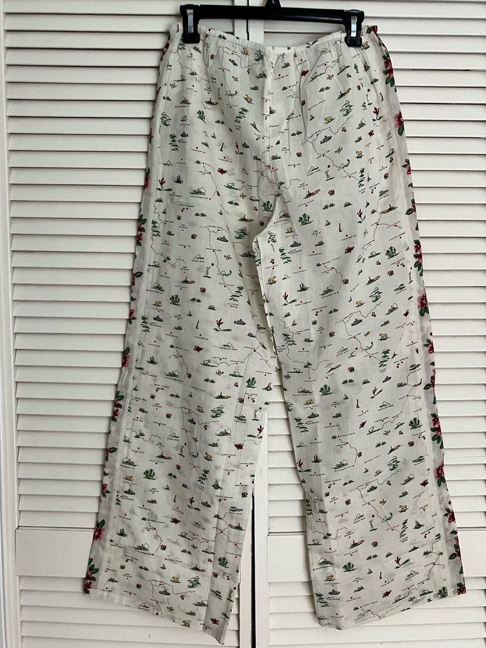 NWT J Crew Ivory Cotton Voile Beach Pants with Red Floral Side Trim - Picture 6 of 7